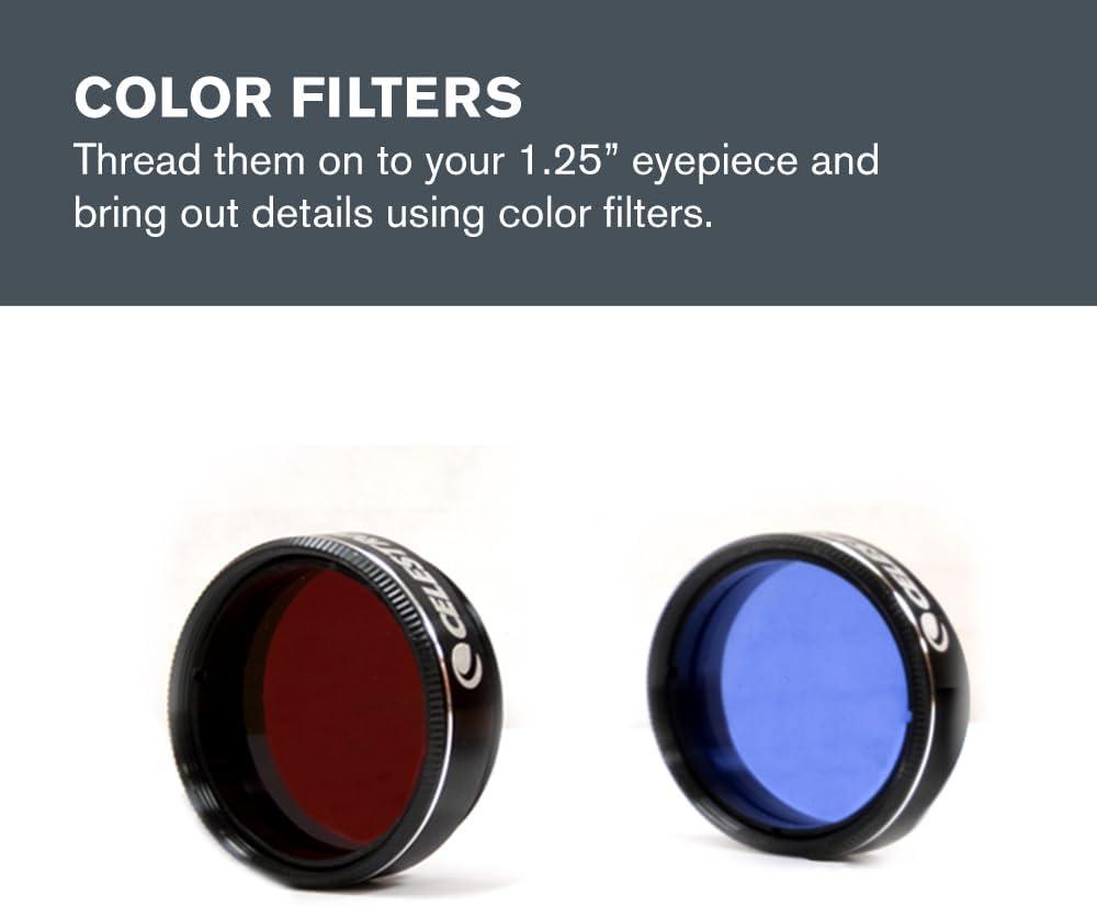 imageCelestron  PowerSeeker Telescope Accessory Kit  Includes 2X 125 Kellner Eyepieces 3 Colored Telescope Filters and Cleaning Cloth  Telescope Eyepiece Kit for BeginnersEQ Accessory Kit