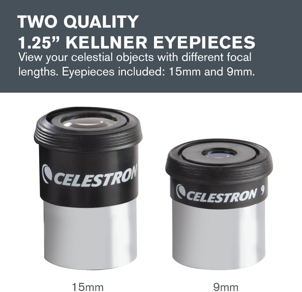 imageCelestron  PowerSeeker Telescope Accessory Kit  Includes 2X 125 Kellner Eyepieces 3 Colored Telescope Filters and Cleaning Cloth  Telescope Eyepiece Kit for BeginnersEQ Accessory Kit